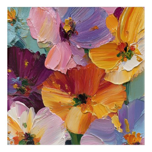 Vibrant Impasto Floral Painting Acrylic Print
