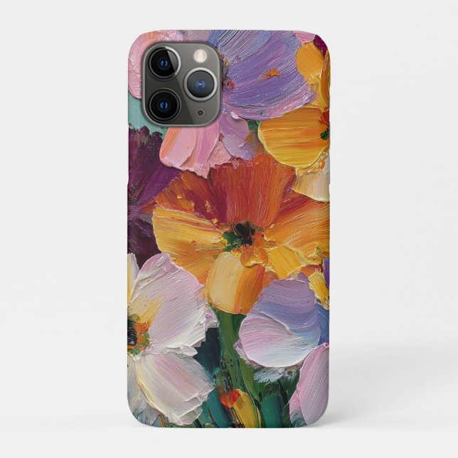 Vibrant Impasto Floral Painting iPhone Case (Back)