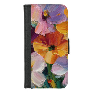 Vibrant Impasto Floral Painting iPhone Wallet Case