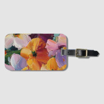 Vibrant Impasto Floral Painting Luggage Tag