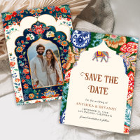 Vibrant Indian Folk Art Elephant Cream Wedding