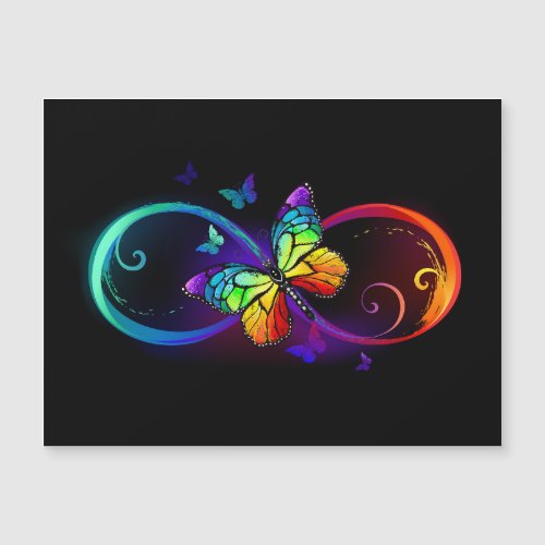 Vibrant infinity with rainbow butterfly on black