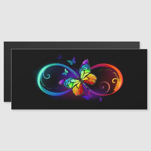 Vibrant infinity with rainbow butterfly on black (Front/Back)
