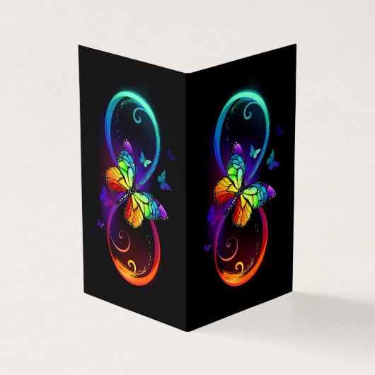 Vibrant infinity with rainbow butterfly on black (Outside)