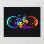 Vibrant infinity with rainbow butterfly on black (Front)