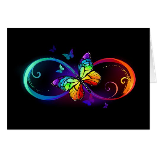 Vibrant infinity with rainbow butterfly on black (Front Horizontal)
