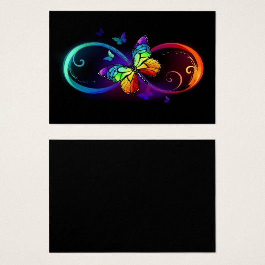 Vibrant infinity with rainbow butterfly on black  (Front & Back)