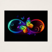 Vibrant infinity with rainbow butterfly on black  (Front)