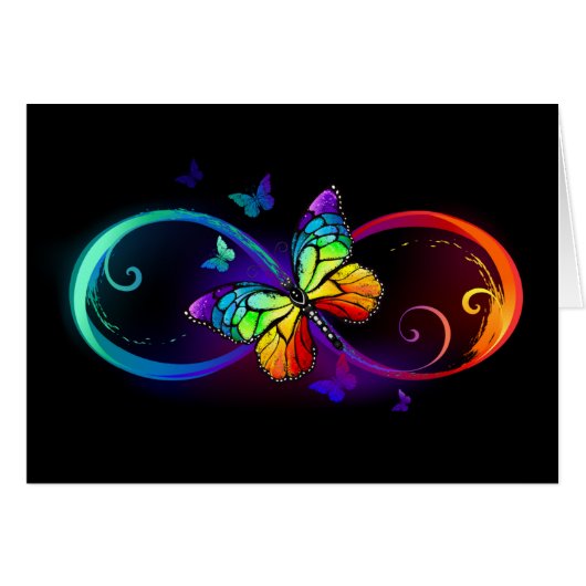 Vibrant infinity with rainbow butterfly on black (Front Horizontal)