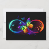 Vibrant infinity with rainbow butterfly on black (Front)