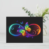 Vibrant infinity with rainbow butterfly on black (Standing Front)