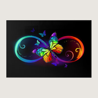 Vibrant infinity with rainbow butterfly on black acrylic print
