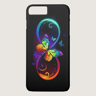 Vibrant infinity with rainbow butterfly on black iPhone 8 plus/7 plus case