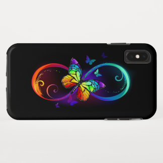 Vibrant infinity with rainbow butterfly on black iPhone XS max case