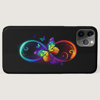 Vibrant infinity with rainbow butterfly on black iPhone 11 pro max case