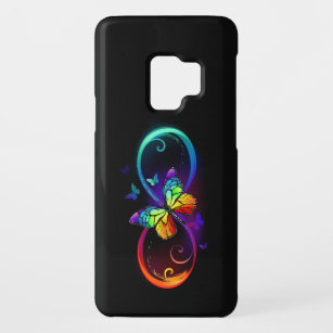 Vibrant infinity with rainbow butterfly on black Case-Mate samsung galaxy s9 case
