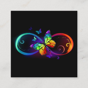 Vibrant infinity with rainbow butterfly on black enclosure card
