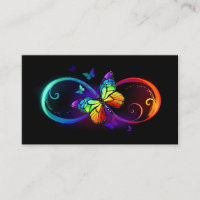 Vibrant infinity with rainbow butterfly on black