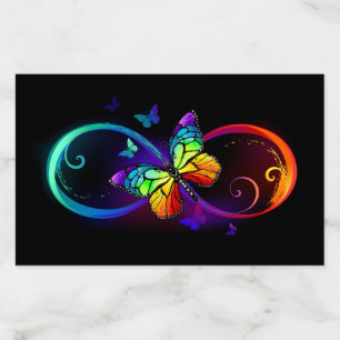 Vibrant infinity with rainbow butterfly on black envelope liner