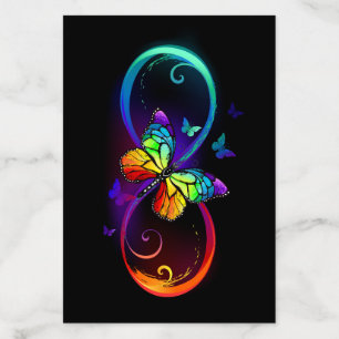 Vibrant infinity with rainbow butterfly on black envelope liner