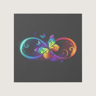 Vibrant infinity with rainbow butterfly on black gallery wrap