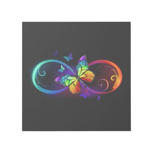 Vibrant infinity with rainbow butterfly on black gallery wrap