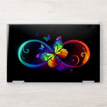 Vibrant Infinity With Rainbow Butterfly On Black Hp Laptop Skin at Zazzle