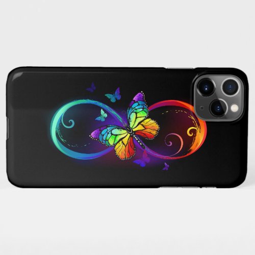 Vibrant infinity with rainbow butterfly on black iPhone 11Pro max case