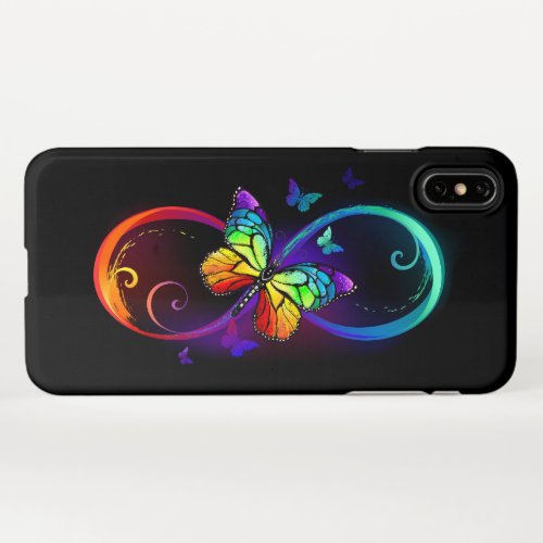 Vibrant infinity with rainbow butterfly on black iPhone XS max case