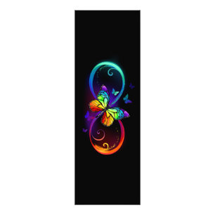 Vibrant infinity with rainbow butterfly on black photo print