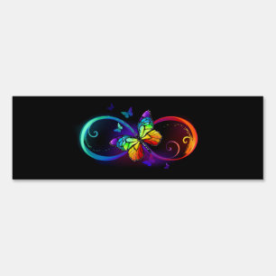 Vibrant infinity with rainbow butterfly on black sign