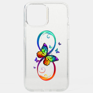 Vibrant infinity with rainbow butterfly on black speck iPhone 12 pro max case