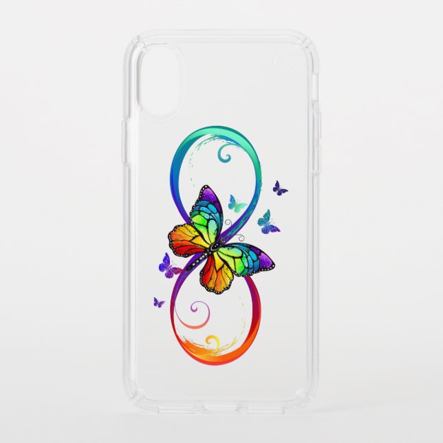 Vibrant infinity with rainbow butterfly on black  speck iPhone XS case (Front)