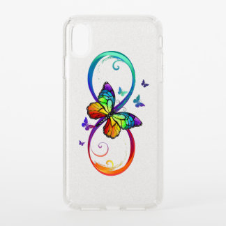 Vibrant infinity with rainbow butterfly on black  speck iPhone XS max case