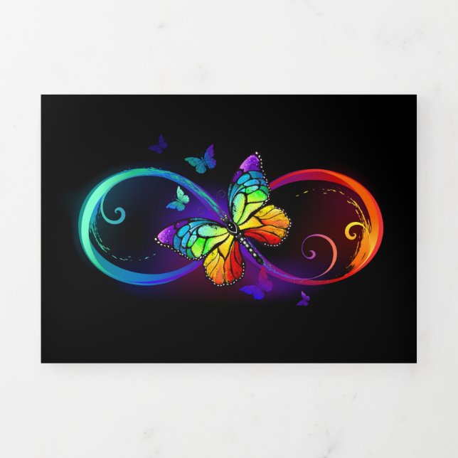 Vibrant infinity with rainbow butterfly on black Tri-Fold program (Cover)