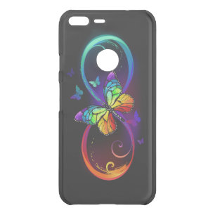 Vibrant infinity with rainbow butterfly on black uncommon google pixel XL case