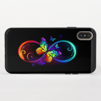 Vibrant infinity with rainbow butterfly on black iPhone XS max slider case