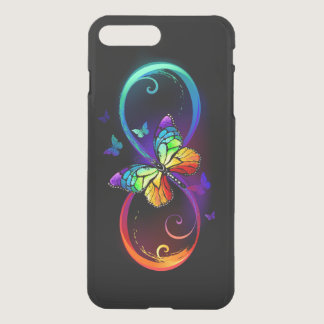 Vibrant infinity with rainbow butterfly on black iPhone 8 plus/7 plus case
