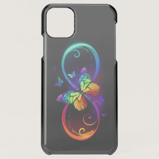 Vibrant infinity with rainbow butterfly on black iPhone 11 pro max case