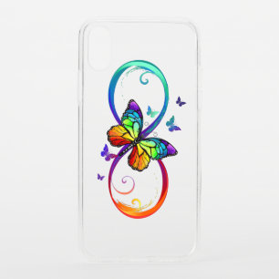 Vibrant infinity with rainbow butterfly on black iPhone XS case