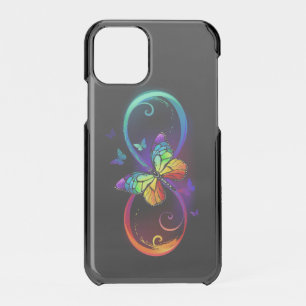 Vibrant infinity with rainbow butterfly on black iPhone 11 pro case
