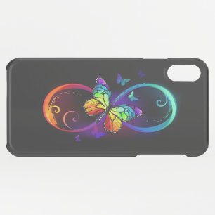 Vibrant infinity with rainbow butterfly on black iPhone XS max case