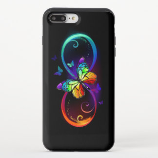 Vibrant infinity with rainbow butterfly on black iPhone 8/7 plus slider case