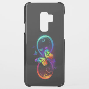 Vibrant infinity with rainbow butterfly on black uncommon samsung galaxy s9 plus case