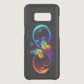 Vibrant infinity with rainbow butterfly on black  uncommon samsung galaxy s8 case