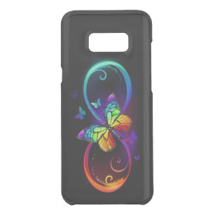 Vibrant infinity with rainbow butterfly on black  uncommon samsung galaxy s8+ case