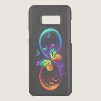 Vibrant infinity with rainbow butterfly on black  uncommon samsung galaxy s8  case