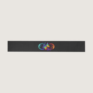 Vibrant infinity with rainbow butterfly on black wrap around address label