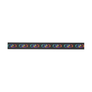 Vibrant infinity with rainbow butterfly on black wrap around label