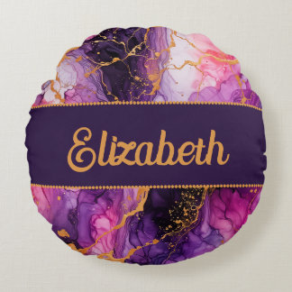 Vibrant Ink Fusion Round Pillow